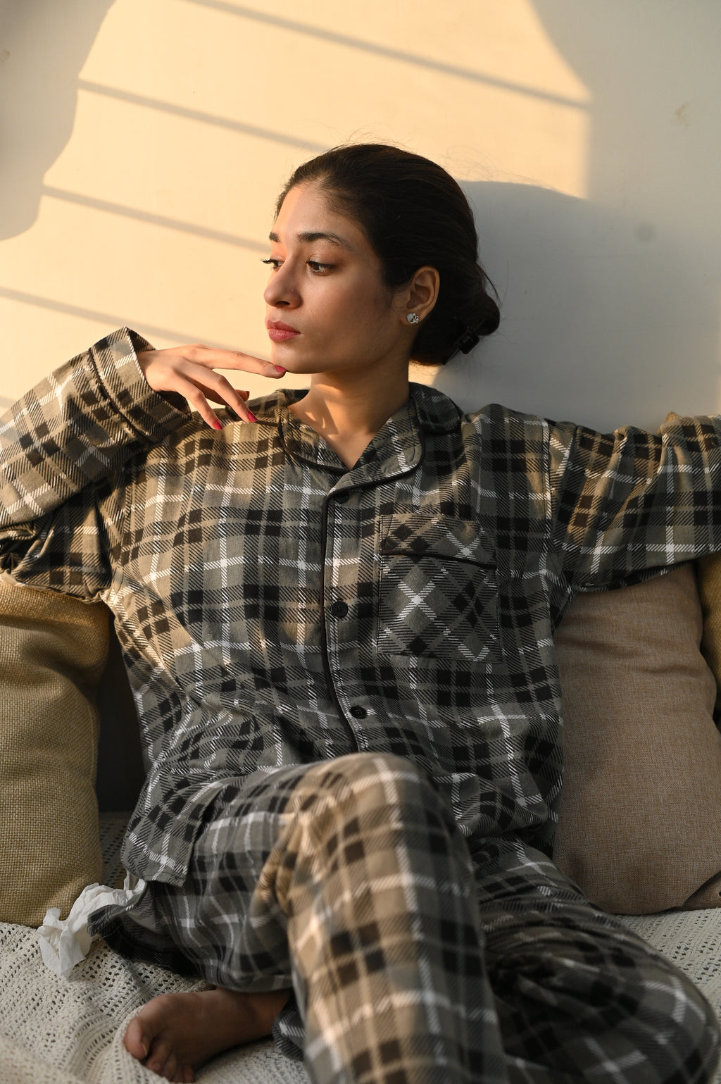 Women's Brushed Flannel Button Down Sleep set