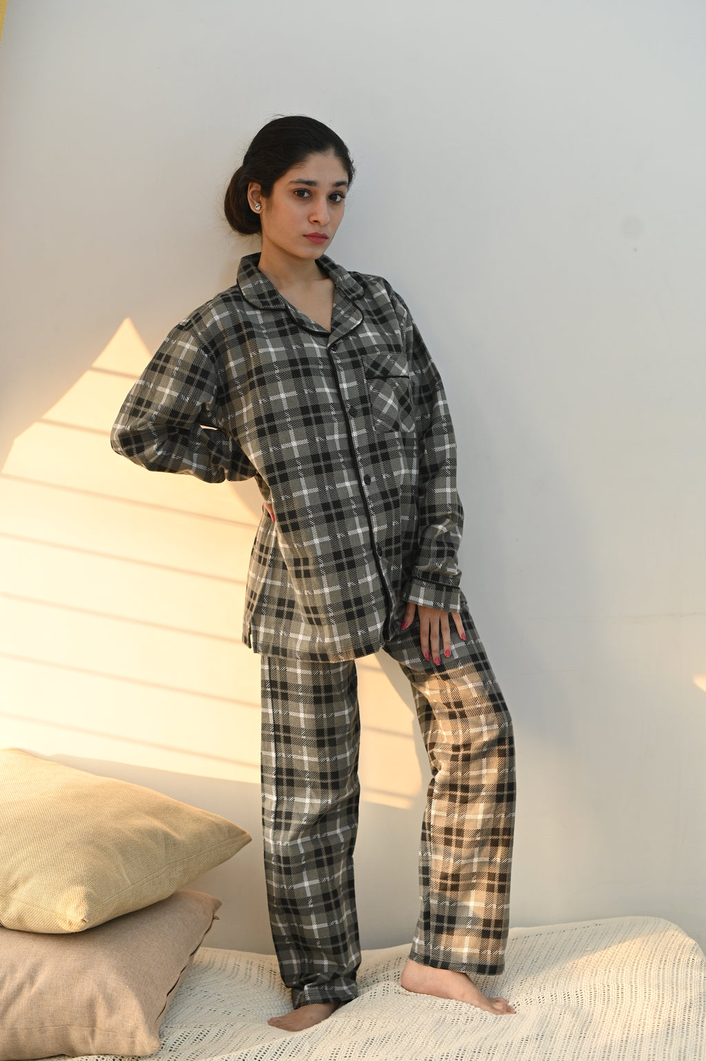 Women's Brushed Flannel Button Down Sleep set