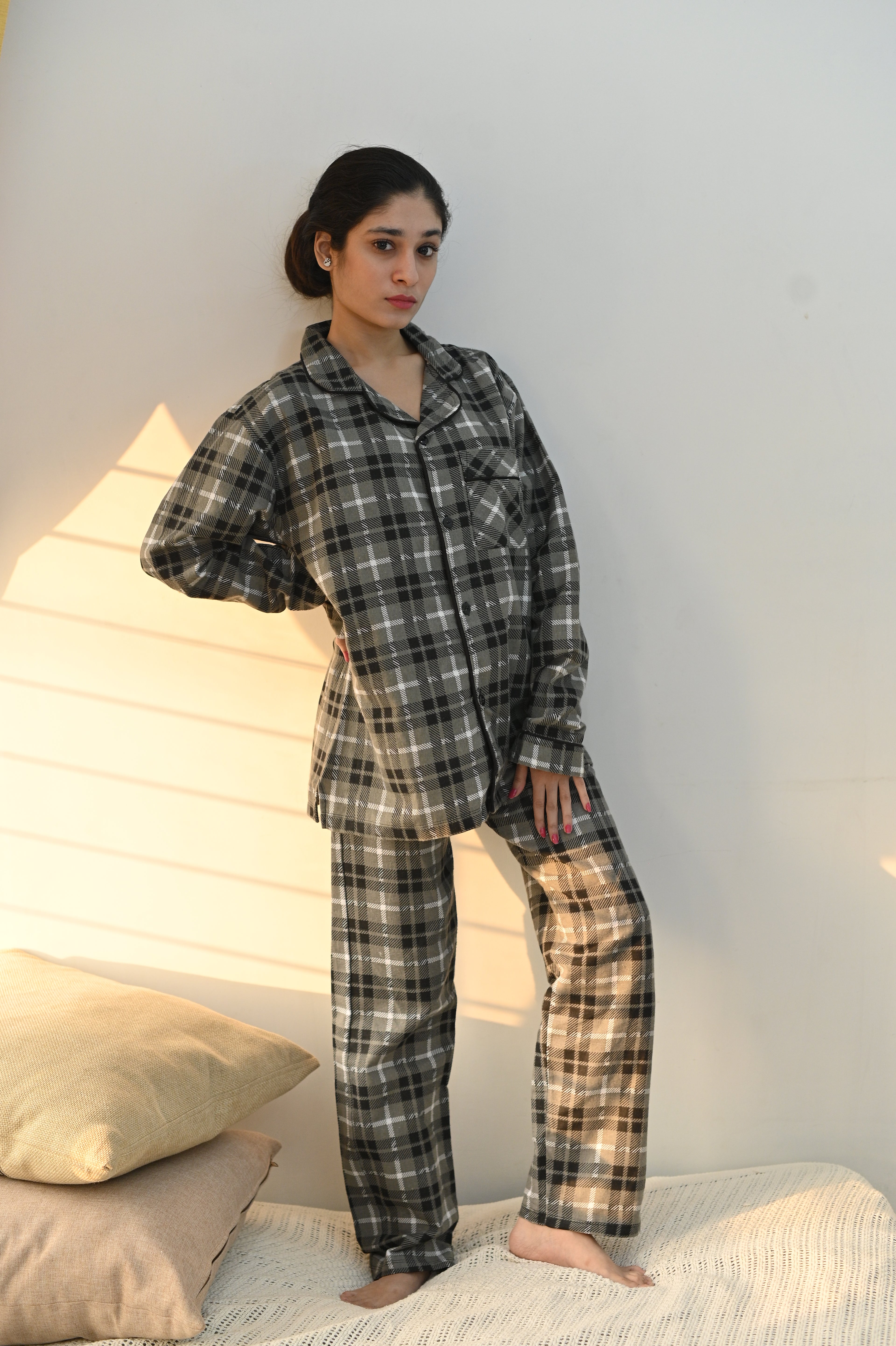 Women's Brushed Flannel Button Down Sleep set