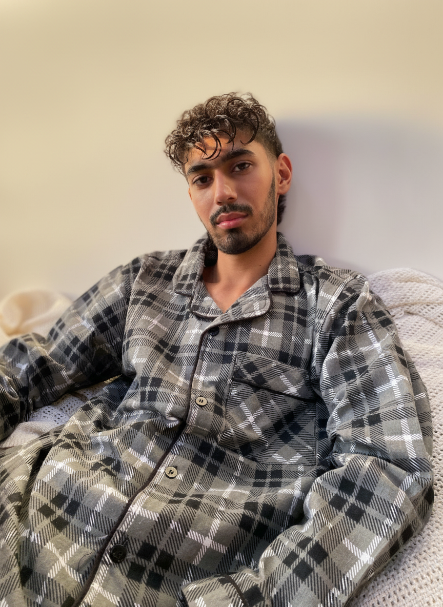 Men Brushed Flannel Button Up Set